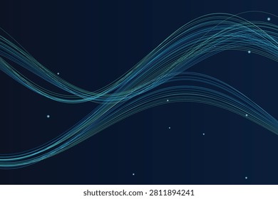 Abstract glowing teal wave patterns on dark cosmic background, neon