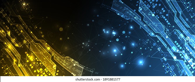 Abstract glowing technology background. Communication concept. Template for science presentation. Vector illustration.