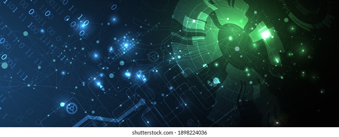 Abstract glowing technology background. Communication concept. Template for science presentation. Vector illustration.
