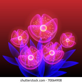 abstract glowing transparent flowers background