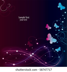 abstract glowing vector background with butterfly