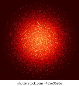 Abstract glowing vector background. Sparkling, glittering red explosion, stardust, galaxy