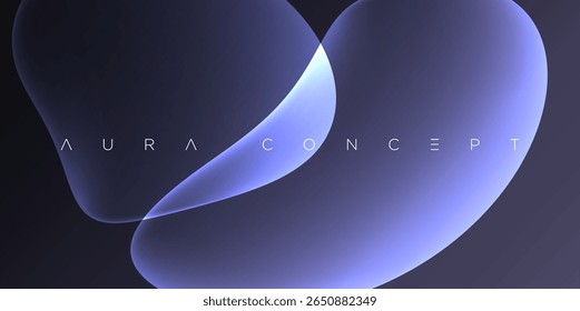 Design de vetor brilhante abstrato com formas roxas translúcidas curvas e efeitos de luz fluida. Ideal para marcas modernas, apresentações elegantes e modelos digitais criativos.