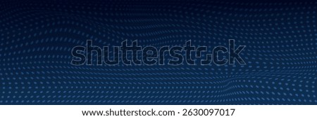 Abstract glowing virtual neural network. Particles form line and surface grid. microcosm or space. Big data visualization. Abstract wave with moving dots. Flow of particles.
