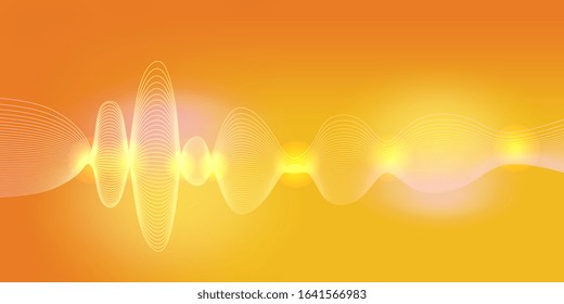 Abstract glowing wave background. Yellow and orange colors dynamic modern style with lights. Vector illustration eps 10.