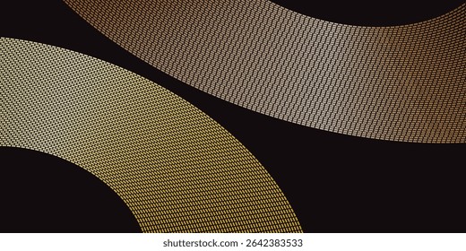 Abstract glowing wave lines gold with black background 