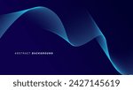 Abstract glowing wave lines on dark blue background. Dynamic wave pattern. Modern flowing wavy lines. Futuristic technology concept.