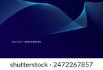 Abstract glowing wave lines on dark blue background. Dynamic wave pattern. Modern flowing wavy lines. Futuristic technology concept. Suit for banner, poster, cover, brochure, flyer, website
