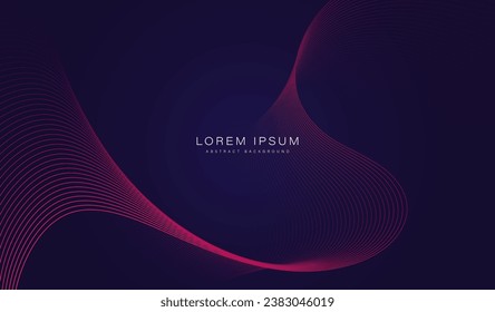 Abstract glowing wave lines on dark background. Dynamic wave pattern. Modern gradient flowing wavy lines. Futuristic technology concept. Suit for banner, poster, brochure, cover, flyer, website