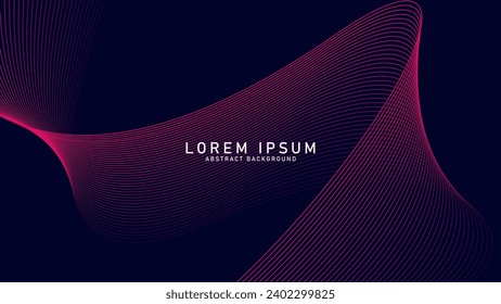 Abstract glowing wave lines on dark Blue background. Dynamic wave pattern. Modern flowing wavy lines. Futuristic technology concept. Suit for banner, poster, cover, brochure, flyer, website