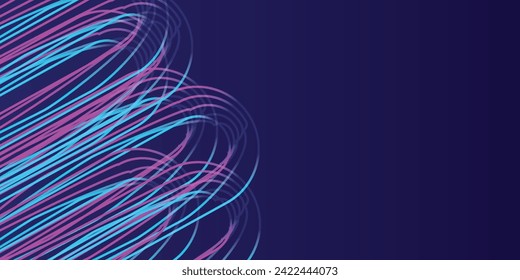 Abstract glowing wave lines on dark background. Dynamic wave pattern. Modern gradient flowing wavy lines. Futuristic technology concept. Suit for banner, poster, brochure