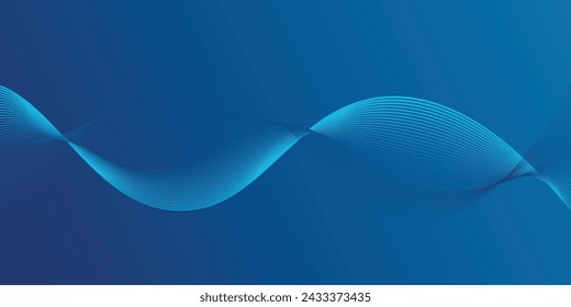 Abstract glowing wave lines on dark blue background. Dynamic wave pattern. Modern flowing wavy lines. Futuristic technology concept