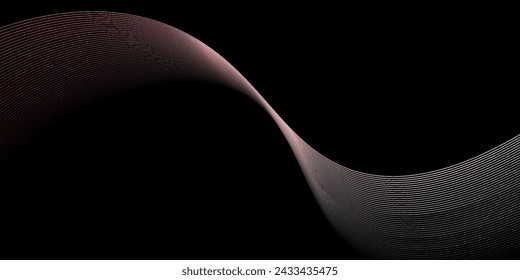 Líneas de onda brillantes abstractas sobre fondo negro. Elemento de diseño de líneas móviles brillantes. Modernas líneas de onda fluidas de gradiente.