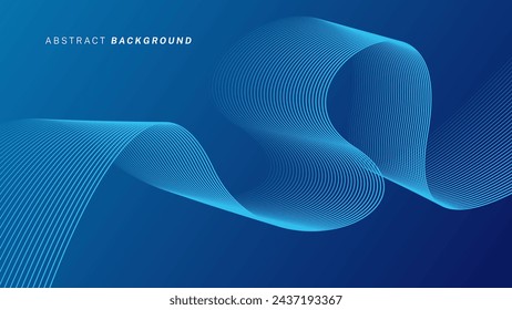 Abstrakte glühende Wellenlinien auf dunkelblauem Hintergrund. Dynamisches Wellenmuster. Moderne fließende Wellenlinien. Futuristisches Technologiekonzept. Anzug für Banner, Poster, Cover, Broschüre, Flyer, Website