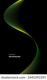 Abstract glowing wave lines on a black background. Dynamic wave pattern. Modern flowing wavy lines. Futuristic technology concept. Background for banner, poster, cover, brochure, flyer, website.Vector