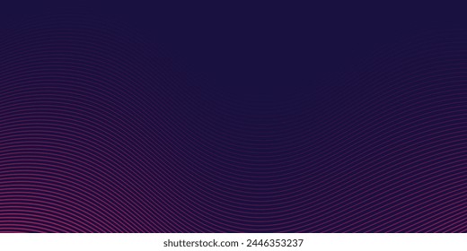 Abstract glowing wave lines on dark background. Dynamic wave pattern. Modern gradient flowing wavy lines. Futuristic technology concept. Suit for banner, poster, brochure, cover, flyer, website vector