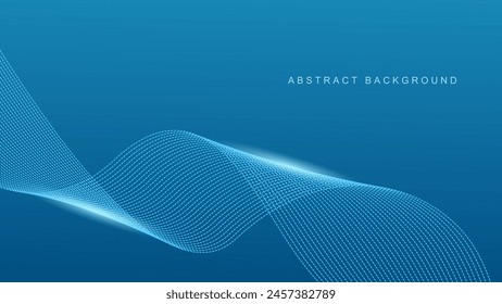 Abstractas líneas de onda brillantes sobre fondo azul oscuro. Patrón de onda dinámica. Líneas onduladas fluidas modernas. Concepto de tecnología futurista. Traje para el Anuncio, póster, cubierta, folleto, folleto, Sitio web