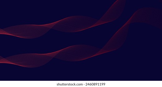 Abstract glowing wave lines on black background. Shiny moving lines design element. 