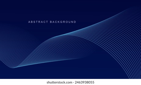 Abstract glowing wave lines on dark blue background. Dynamic wave pattern. Modern flowing wavy lines. Futuristic technology concept. Suit for banner, poster, cover, brochure, flyer, website