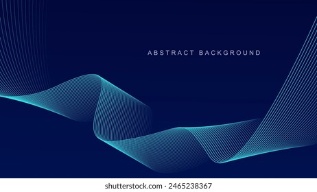 Abstract glowing wave lines on dark blue background. Dynamic wave pattern. Modern flowing wavy lines. Futuristic technology concept. Suit for banner, poster, cover, brochure, flyer, website