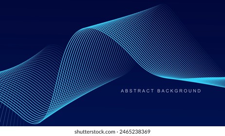 Abstract glowing wave lines on dark blue background. Dynamic wave pattern. Modern flowing wavy lines. Futuristic technology concept. Suit for banner, poster, cover, brochure, flyer, website