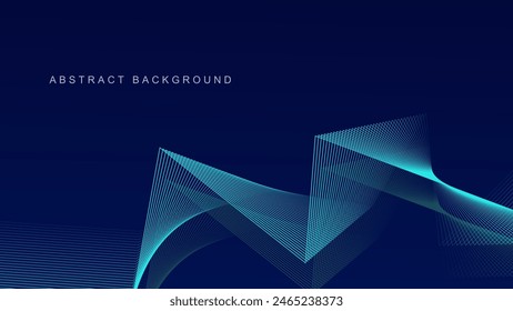 Abstract glowing wave lines on dark blue background. Dynamic wave pattern. Modern flowing wavy lines. Futuristic technology concept. Suit for banner, poster, cover, brochure, flyer, website