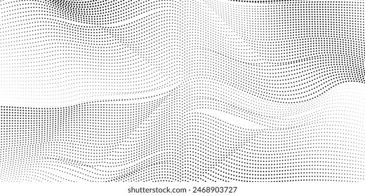 Abstract glowing wave lines on dark blue background. Dynamic wave pattern. Modern flowing wavy lines. Futuristic technology concept