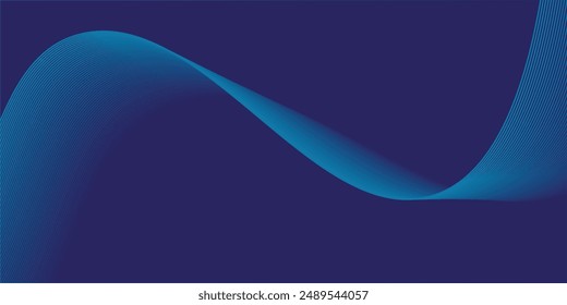 Abstrakte leuchtende Wellenlinien auf dunkelblauem Hintergrund. Dynamisches Wellenmuster. Moderne fließende Wellenlinien. Futuristisches Technologiekonzept.