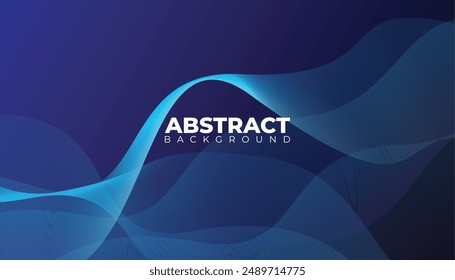 Abstract glowing wave lines on dark blue background. Dynamic wave pattern.