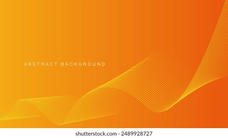 Abstract glowing wave lines on orange background. Dynamic wave pattern. Modern flowing wavy lines. Futuristic technology concept. Suit for banner, poster, cover, brochure, flyer, website