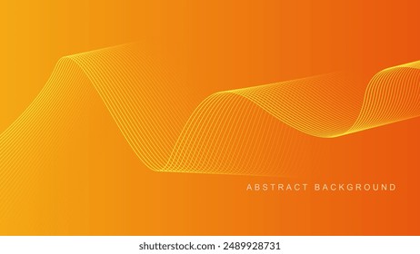 Abstract glowing wave lines on orange background. Dynamic wave pattern. Modern flowing wavy lines. Futuristic technology concept. Suit for banner, poster, cover, brochure, flyer, website