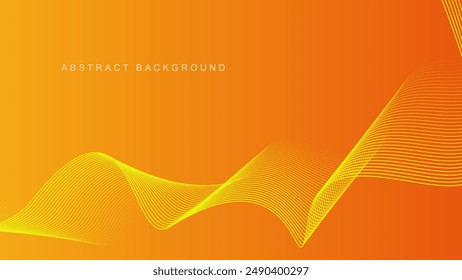 Abstract glowing wave lines on orange background. Dynamic wave pattern. Modern flowing wavy lines. Futuristic technology concept. Suit for banner, poster, cover, brochure, flyer, website
