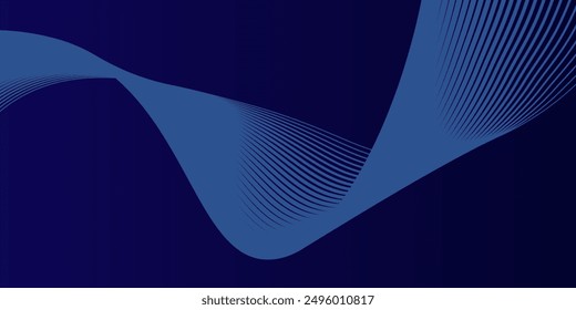 Abstract glowing wave lines on dark blue background. Dynamic wave pattern. Modern flowing wavy lines. Futuristic technology concept. Suit for banner, poster, cover, brochure, flyer, website
