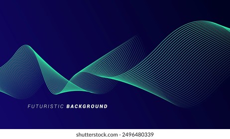 Abstract glowing wave lines on dark blue background. Dynamic wave pattern. Modern flowing wavy lines. Futuristic technology concept. Suit for banner, poster, cover, brochure, flyer, website