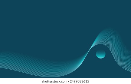 Abstract glowing wave lines on dark blue background. Dynamic wave pattern. Modern flowing wavy lines. Futuristic technology concept. Suit for banner, poster, cover, brochure, flyer, website
