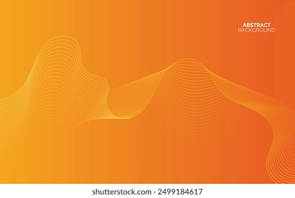 Abstract glowing wave lines on orange background. Modern flowing wavy lines. Dynamic wave pattern. Futuristic concept. Suit for banner, poster, cover, brochure, flyer, website