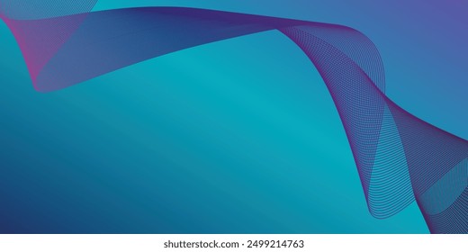 Abstract glowing wave lines on dark blue background. Dynamic wave pattern. Modern flowing wavy lines. Futuristic technology concept. Suit for banner, poster, cover, brochure, flyer, website
