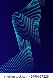 Abstract glowing wave lines on dark blue background. Dynamic wave pattern. Modern flowing wavy lines. Futuristic technology concept