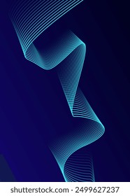Líneas de onda brillantes Abstractas sobre fondo azul oscuro. Patrón de onda dinámica. Líneas onduladas que fluyen modernas. Concepto de tecnología futurista