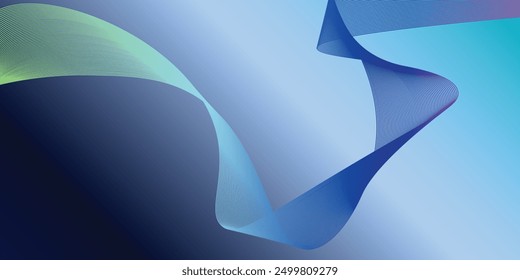 Abstract glowing wave lines on dark blue background. Dynamic wave pattern. Modern flowing wavy lines. 