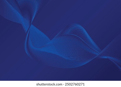 Abstract glowing wave lines on dark blue background. Dynamic wave pattern. Modern flowing wavy lines. Futuristic technology concept.

