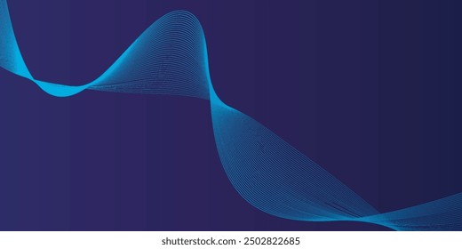 Abstract glowing wave lines on dark blue background. Dynamic wave pattern. Modern flowing wavy lines. Futuristic technology concept.