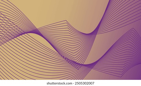 Líneas de onda brillantes Abstractas sobre fondo degradado. Diseño moderno dinámico del patrón ondulado. Concepto moderno de tecnología futurista que fluye líneas finas onduladas.