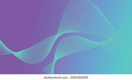 Líneas de onda brillantes Abstractas sobre fondo degradado. Diseño moderno dinámico del patrón ondulado. Concepto moderno de tecnología futurista que fluye líneas finas onduladas.