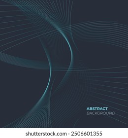 Abstract glowing wave lines on dark blue background. Dynamic wave pattern. Modern flowing wavy lines. Futuristic technology concept.