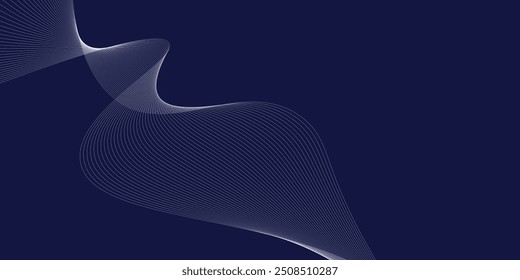 Abstract glowing wave lines on dark blue background. Dynamic wave pattern. Modern flowing wavy lines