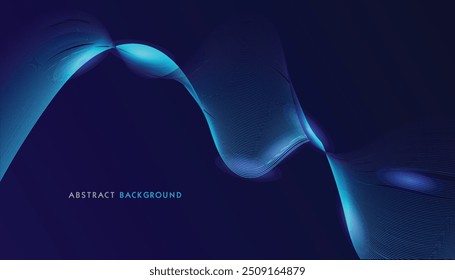 Abstrato linhas de ondas brilhantes em azul escuro Onda dinâmica
