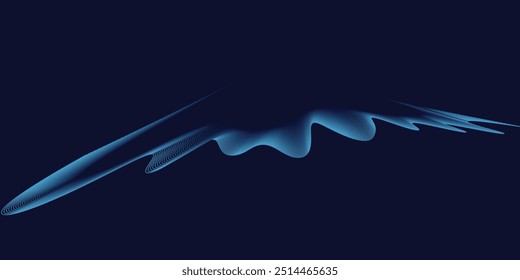 Abstract glowing wave lines on dark blue background. Dynamic wave pattern. Modern flowing wavy lines.