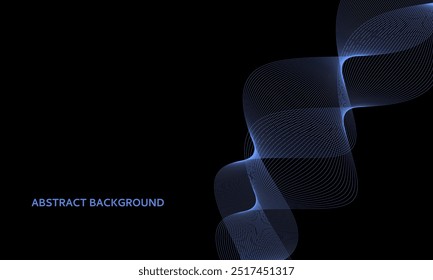 Abstract glowing wave lines on dark black background.
