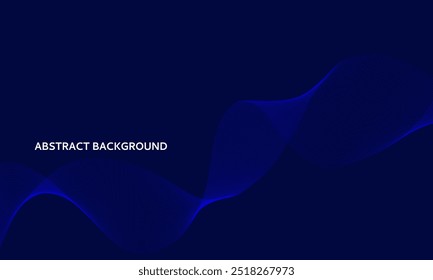 Abstract glowing wave lines on dark blue background. Dynamic wave pattern. Modern flowing wavy lines. Futuristic technology concept.
